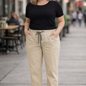 DOCKERS Women's Beige Joggers with Drawstring